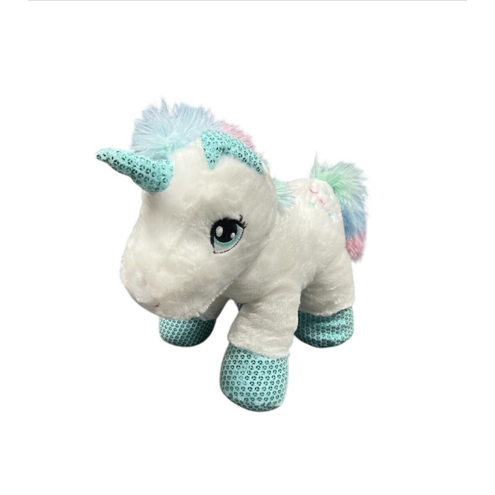 Dan Dee Unicorn 17" Plush White Colorful Stuffed Animal Toy Embroidered Eyes